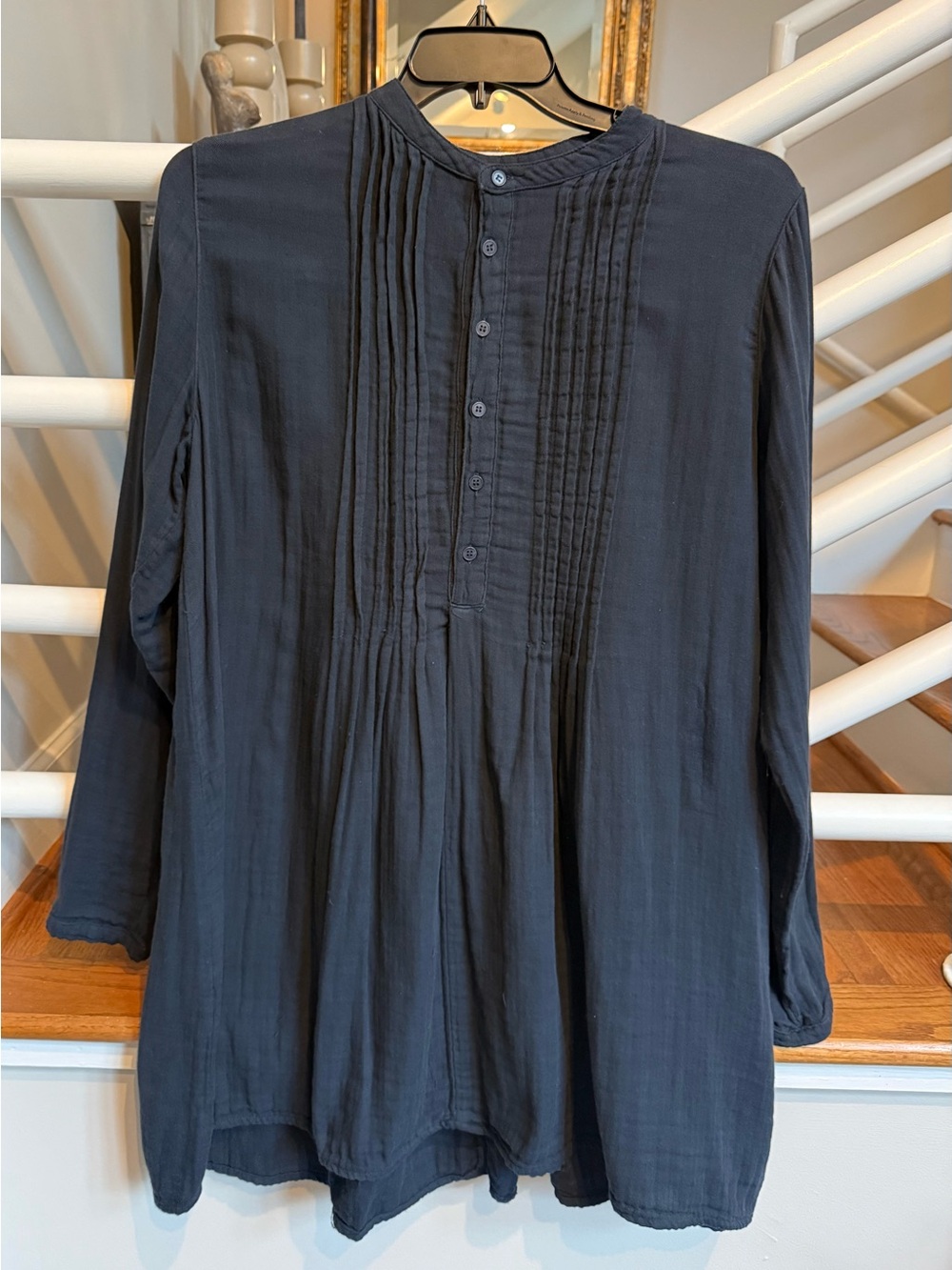 Free People CP Shades Yoko Tunic Charcoal/Smoky Grey Pintuck Cotton M